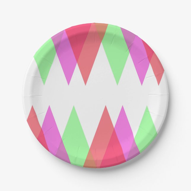 Red and green triangles paper plate (Front)