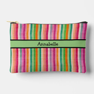 Red and Green Vibrant Stripe  Accessory Pouch