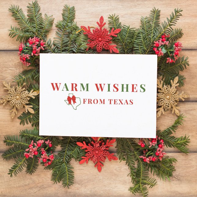 Red and Green Warm Wishes From Texas Holiday Card (Creator Uploaded)