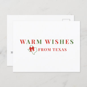 Red and Green Warm Wishes From Texas Postcard
