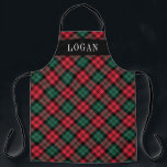 Red and Green Watch Plaid Personalised Holiday Apron<br><div class="desc">Festive seasonal holiday apron features a classic red,  hunter green,  and black watch Scottish tartan plaid pattern with white serif monogram text that can be personalised with a name. Whether you're cooking Christmas dinner,  baking holiday cookies,  or doing dishes,  you'll look stylish this holiday season!</div>