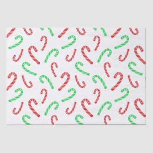 Red and Green Watercolor Candy Cane Pattern  Tissue Paper