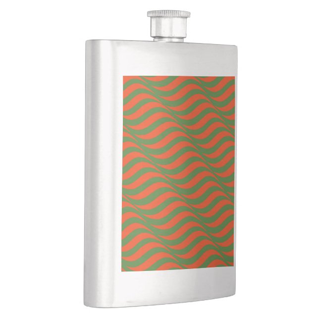 Red and Green Waves Hip Flask (Right)