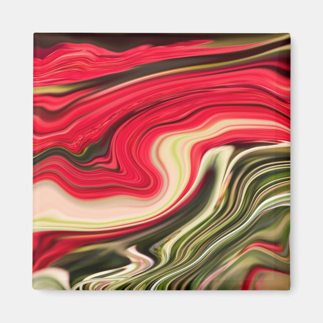 Red and Green Waves Magnet (Front)