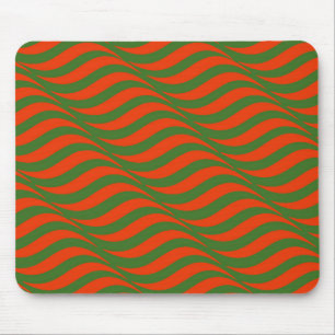 Red and Green Waves Mouse Pad