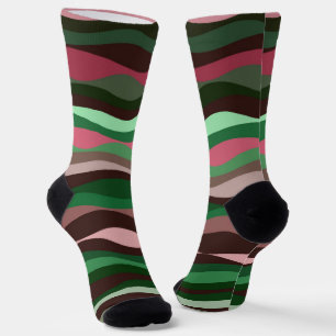 Red and Green Waves  Socks