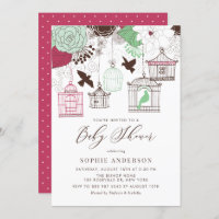 Red and Green Whimsical Birdcages Baby Shower