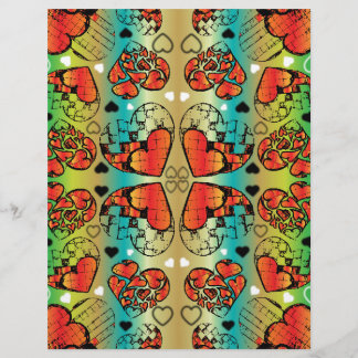 Red and green Whimsical Romantic Hearts pattern