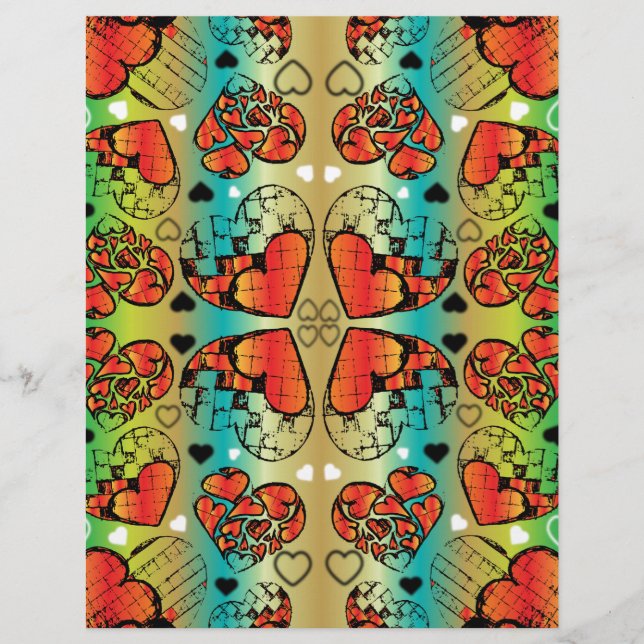 Red and green Whimsical Romantic Hearts pattern (Front)