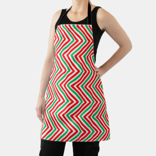 Red and Green Zig-Zag Apron