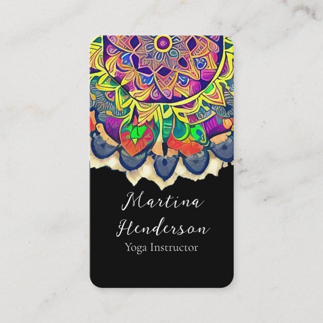 Red and Greens Mandala Business Card (Front)