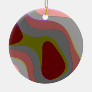 Red And Grey 310 Abstract Art - Retro Vintage Ceramic Tree Decoration