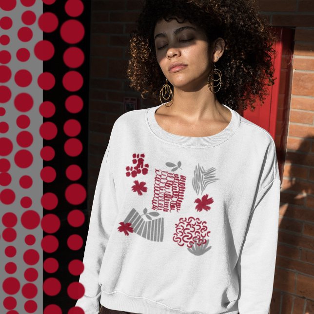 Red and Grey Abstract Line and Shapes Sweatshirt (Creator Uploaded)