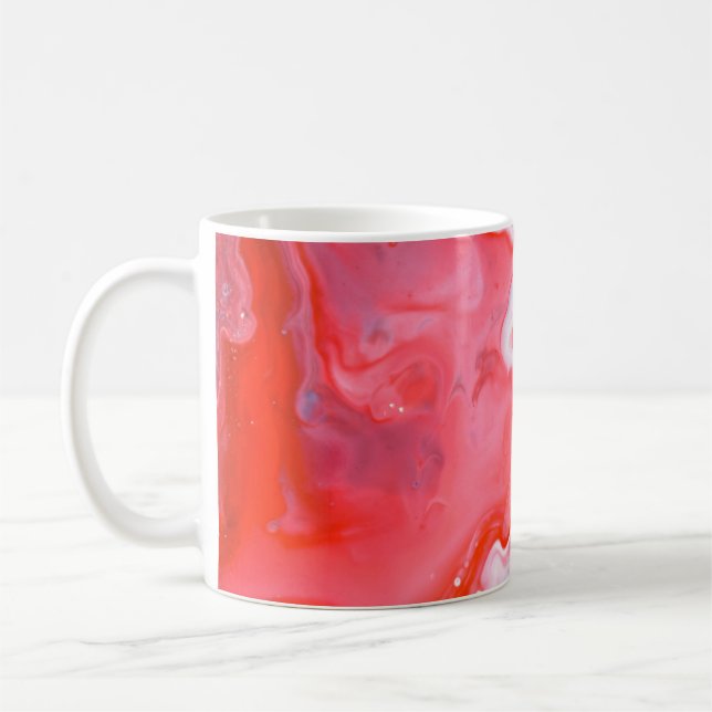 Red and grey abstract painting coffee mug (Left)