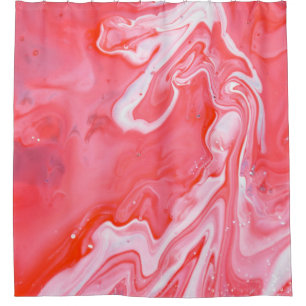 Red and grey abstract painting shower curtain