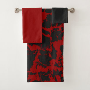 Red and Grey Bath Towel Set