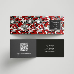 Red and Grey Camo, Camouflage, Military, Army Business Card