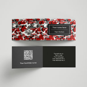 Red and Grey Camo, Camouflage, Military, Army Business Card