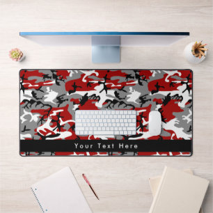 Red and Grey Camo, Camouflage, Military, Army Desk Mat