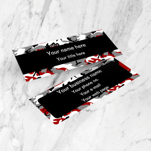 Red and Grey Camo, Camouflage, Military, Army Mini Business Card