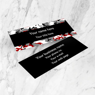 Red and Grey Camo, Camouflage, Military, Army Mini Business Card