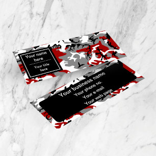 Red and Grey Camo, Camouflage, Military, Army Mini Business Card