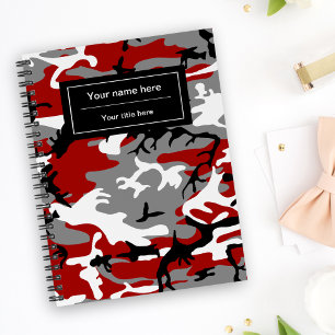 Red and Grey Camo, Camouflage, Military, Army Notebook