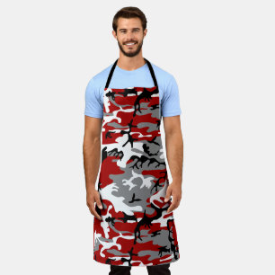Red and Grey Camouflage, Military, Army Apron
