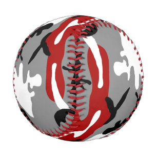 Red and Grey Camouflage, Military, Army Baseball