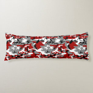 Red and Grey Camouflage, Military, Army Body Cushion