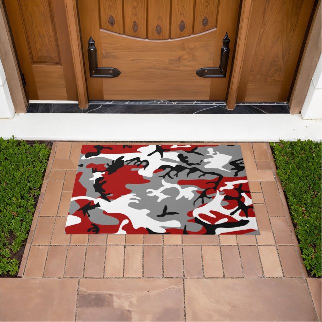 Red and Grey Camouflage, Military, Army Doormat (Outdoor)