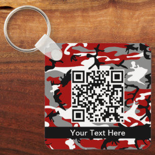 Red and Grey Camouflage, Military, Army Key Ring