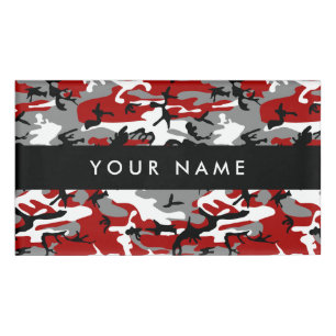 Red and Grey Camouflage, Military, Army Name Tag