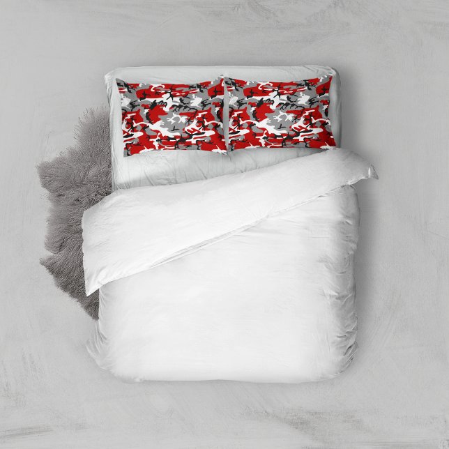 Red and Grey Camouflage, Military, Army Pillowcase (Creator Uploaded)