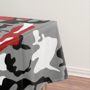Red and Grey Camouflage, Military, Army Tablecloth