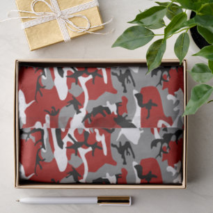 Red and Grey Camouflage, Military, Army Tissue Paper