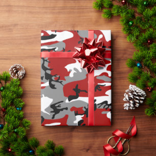 Red and Grey Camouflage, Military, Army Wrapping Paper
