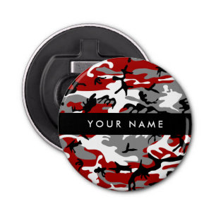 Red and Grey Camouflage Your name Personalise Bottle Opener