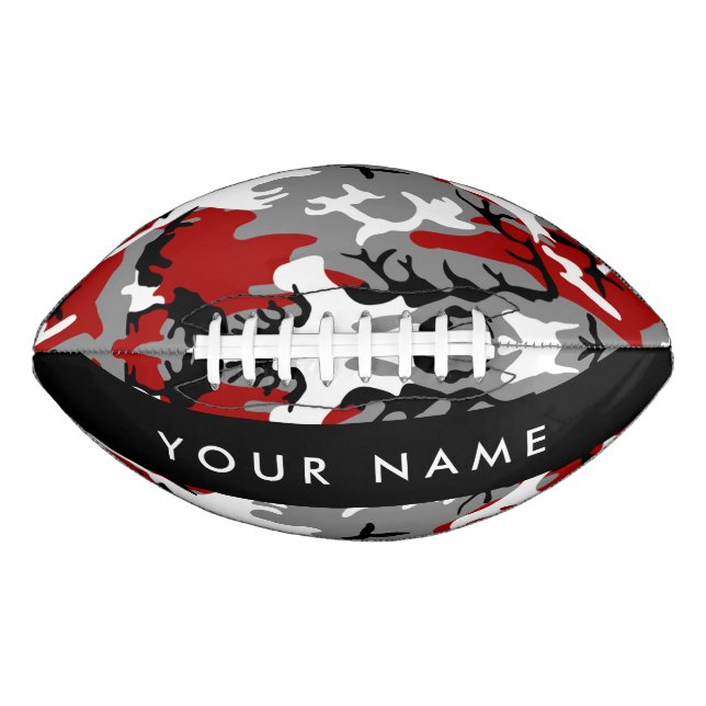 Red and Grey Camouflage Your name Personalise Football (Front)