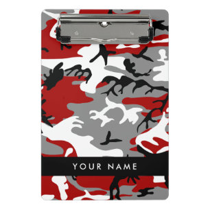 Red and Grey Camouflage Your name Personalise Mini Clipboard