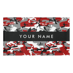 Red and Grey Camouflage Your name Personalise Name Tag