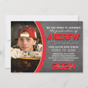 Red and Grey Chalkboard Graduation Announcement