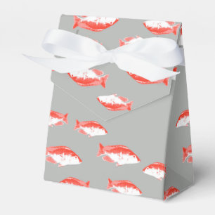 Red and grey fish favour box