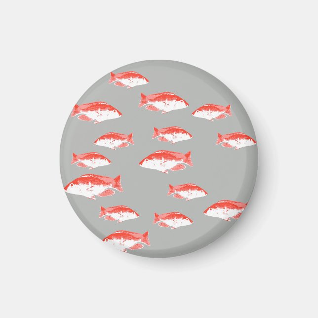 Red and grey fish magnet (Front)