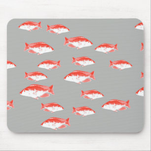 Red and grey fish mouse pad