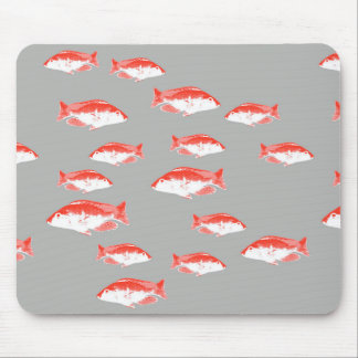 Red and grey fish mouse pad