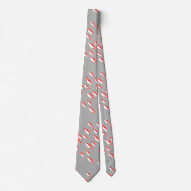 Red and grey fish tie (Front)