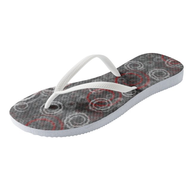 Red and Grey Geometric Abstract Jandals (Angled)