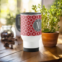 Red and Grey Geometric Pattern Monogram