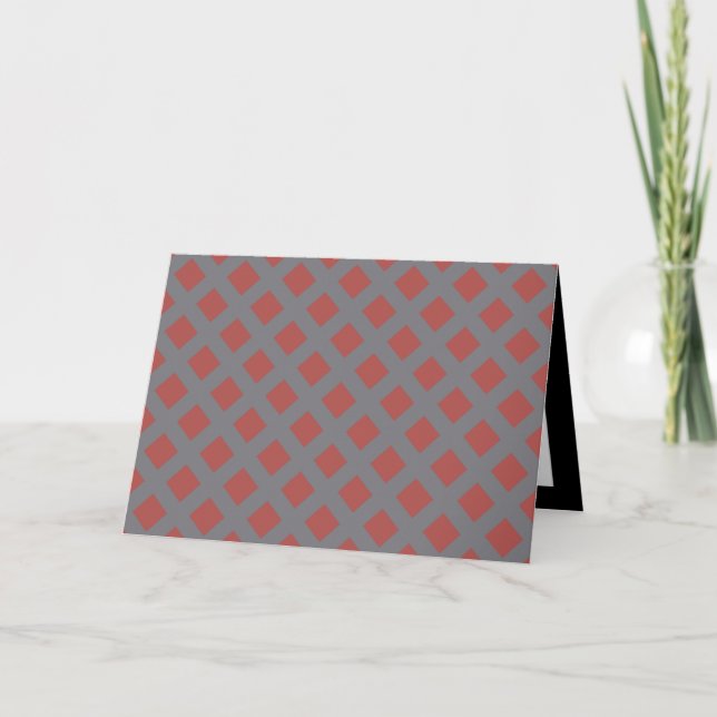 Red and Grey Gingham Pattern  Card (Front)